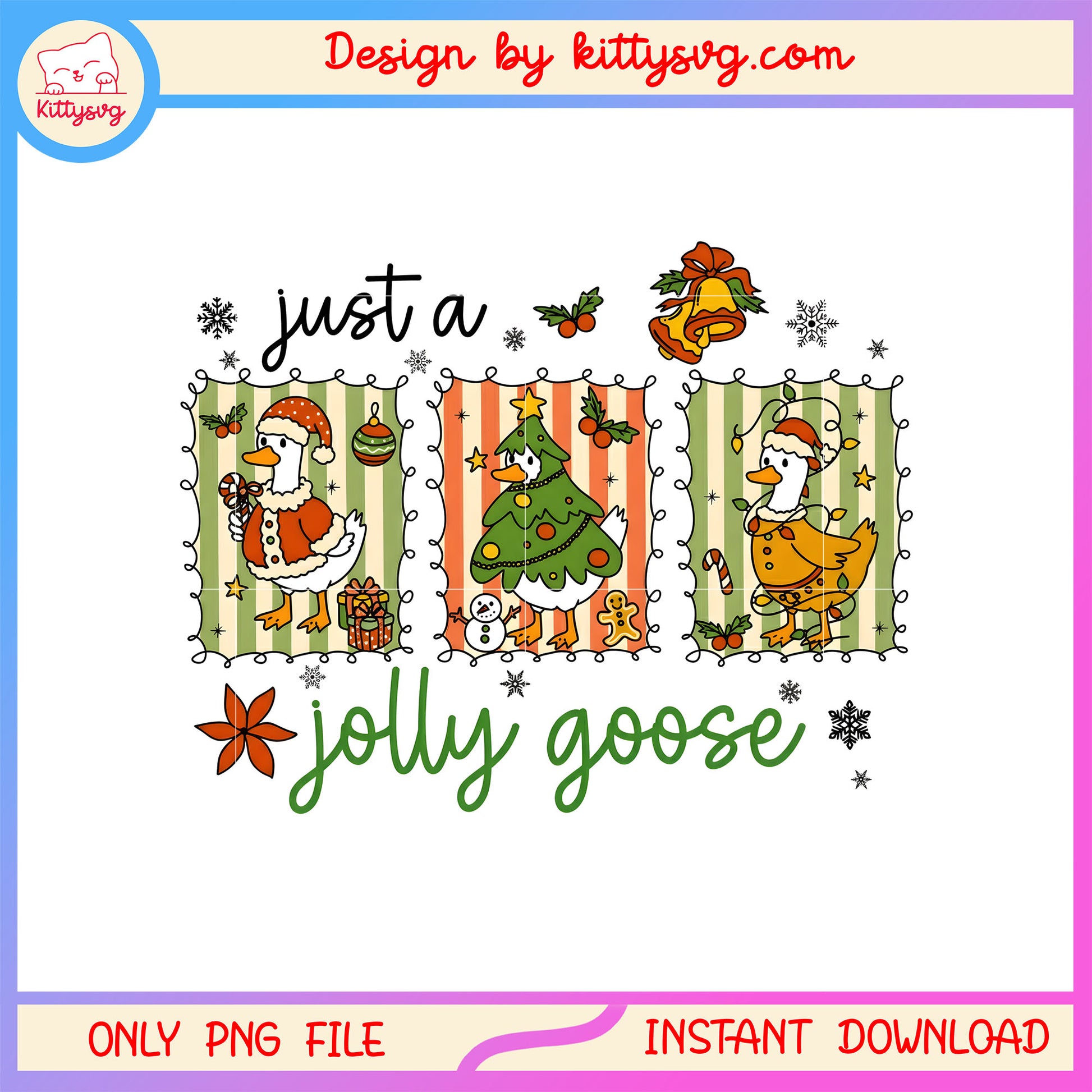 Just a jolly goose christmas design png, merry christmas png