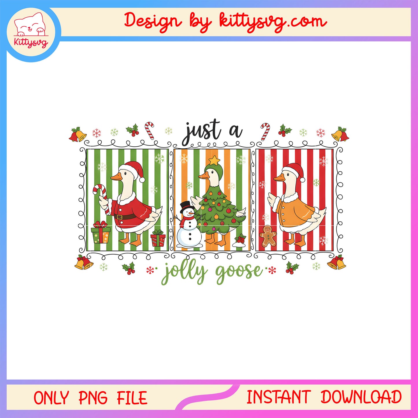 Just a jolly goose christmas frame png, happy christmas png