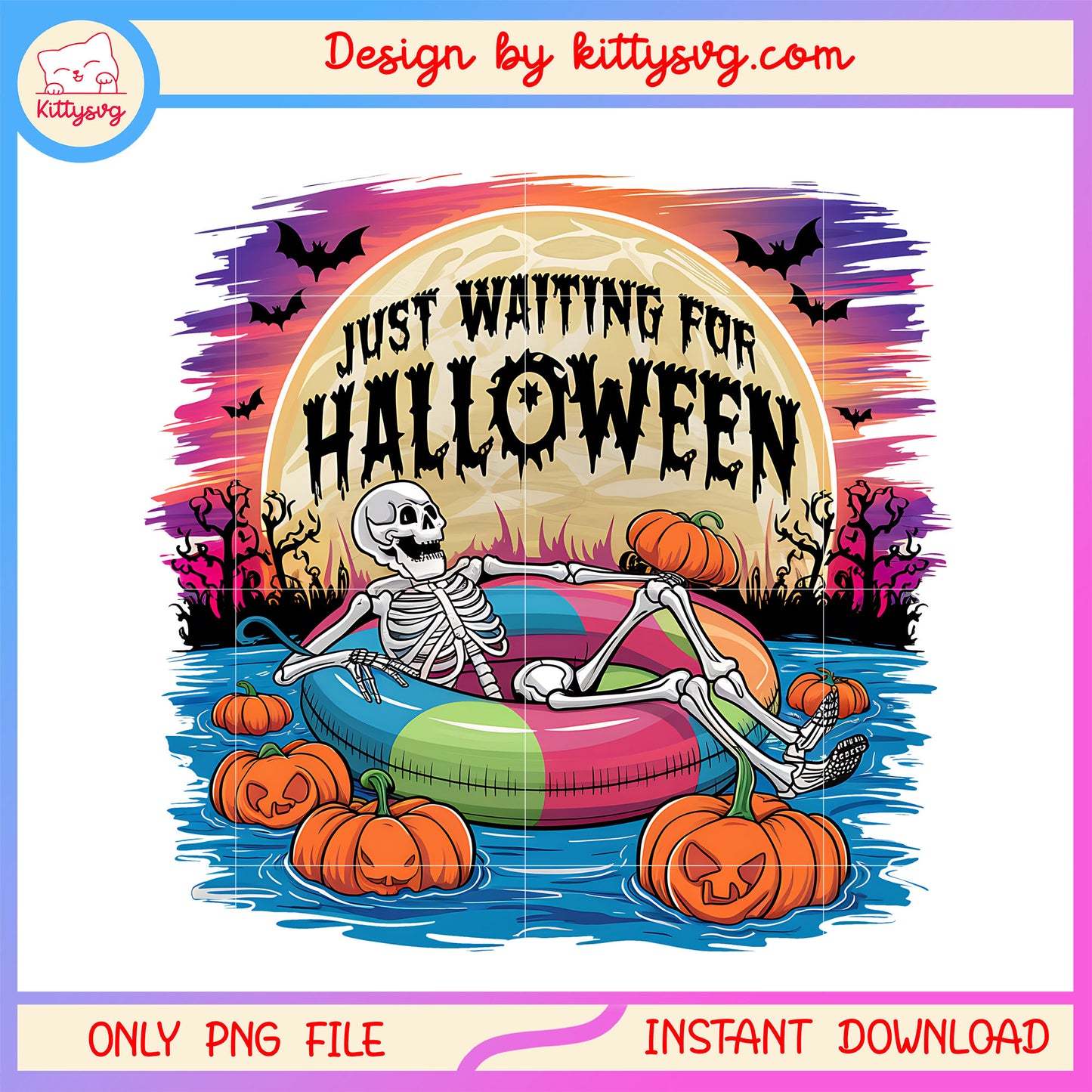 Just waiting for halloween spooky summer png, horror summer vibes png, halloween png