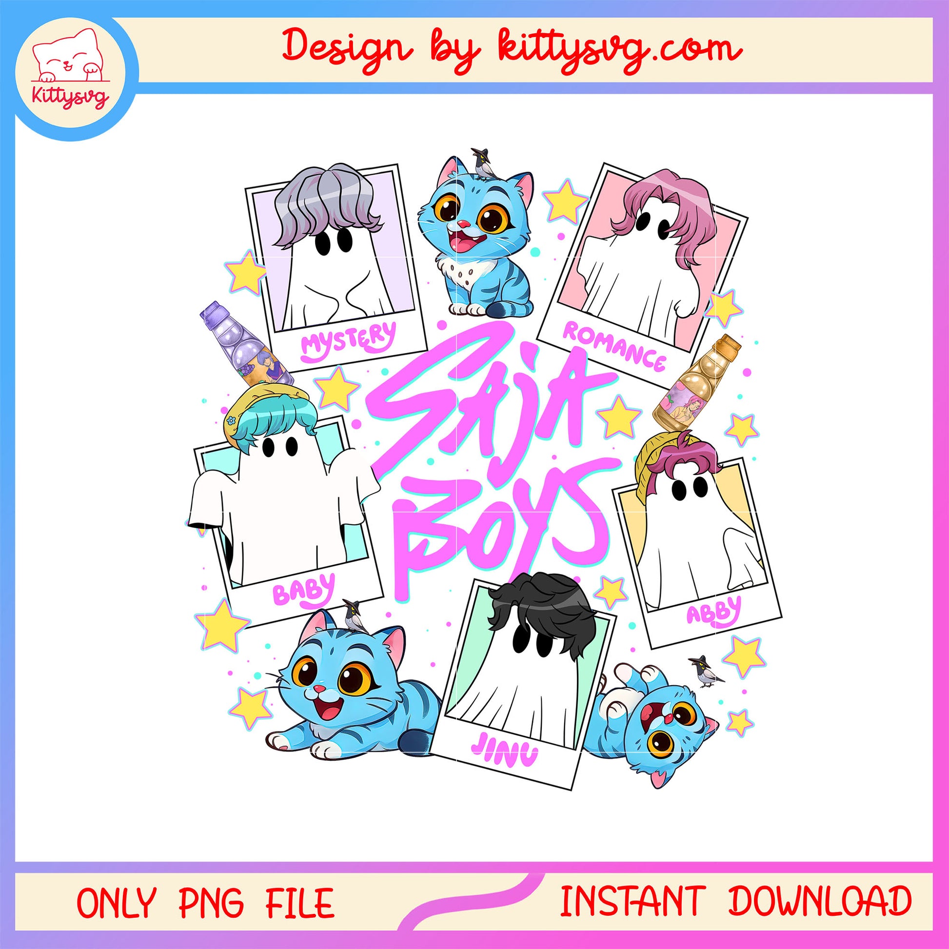 K-pop saja boys team ghost card picture png, kpop demon hunters saja boys names png