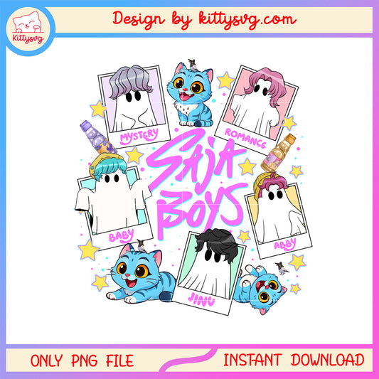 K-pop saja boys team ghost card picture png, kpop demon hunters saja boys names png