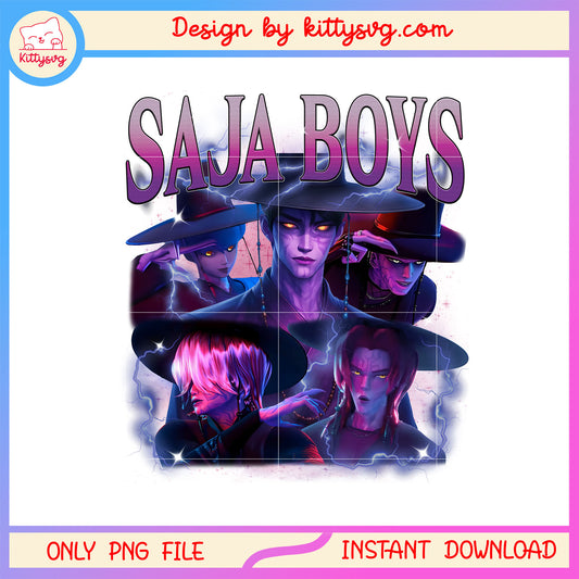 K-pop saja boys team horror art png, kpop demon hunters movie png