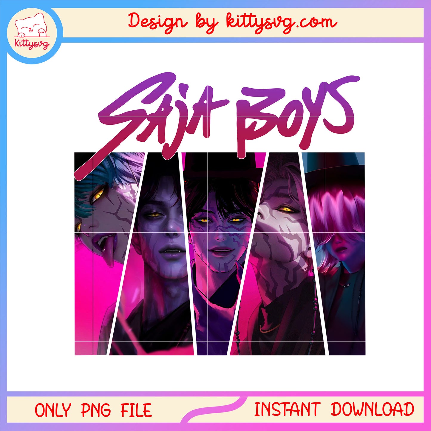 K-pop saja boys team horror design png, kpop demon hunters boy group png