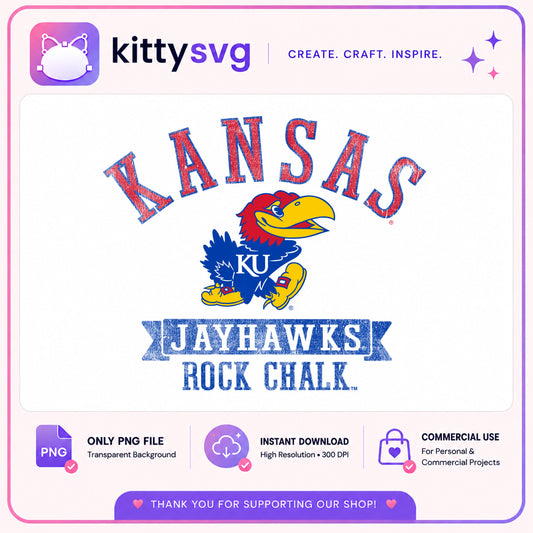 Kansas Jayhawks Rock Chalk PNG, KU Jayhawks PNG, Kansas PNG