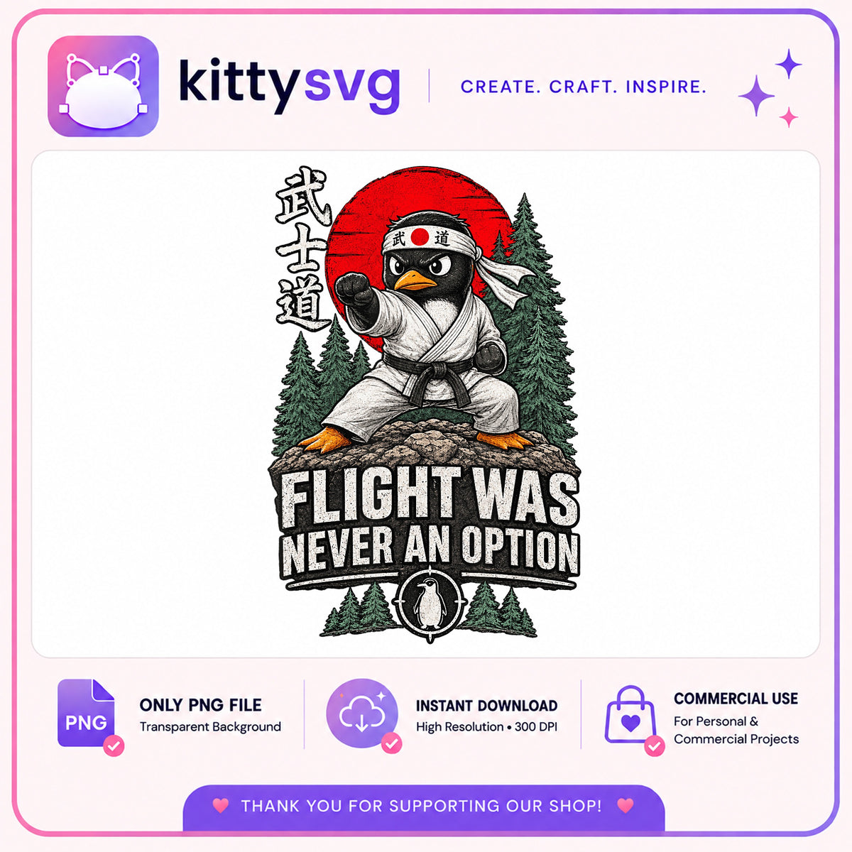 Karate Penguin PNG, Flight Was Never An Option PNG, Funny Penguin PNG