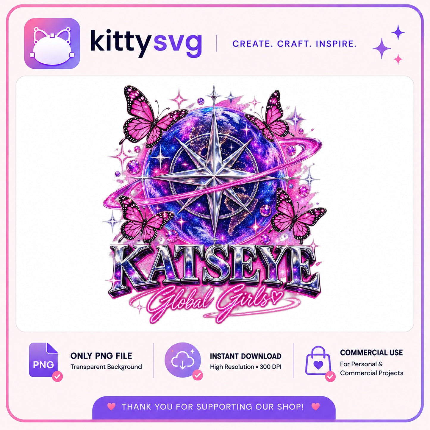 Katseye Global Girls PNG, Kpop Girl Group PNG, Butterfly Galaxy PNG