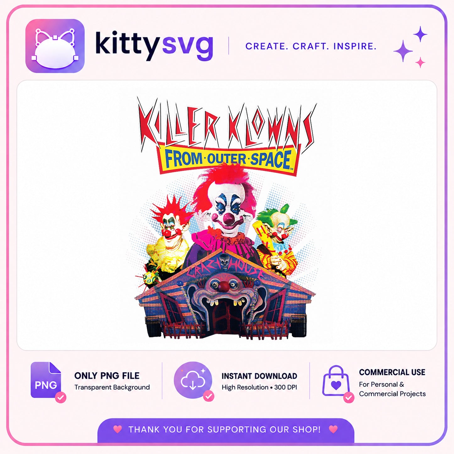 Killer Klowns From Outer Space PNG, Horror Movie PNG, Halloween PNG