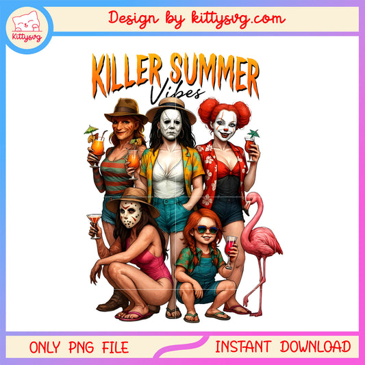 Killer summer vibes horror character png, horror summer vibes png
