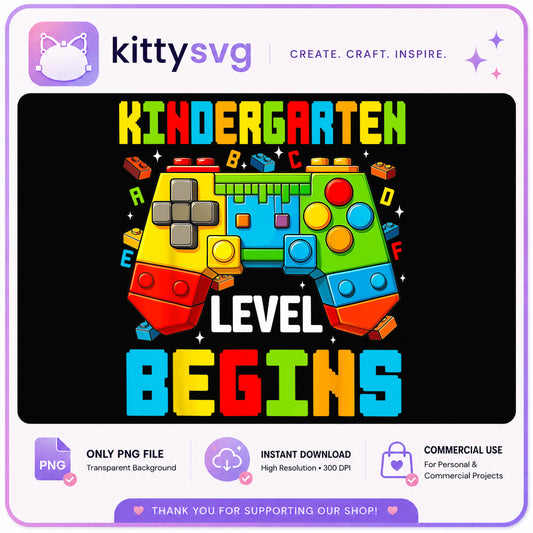 Kindergarten Level Begins PNG, Back To School PNG, Gamer PNG