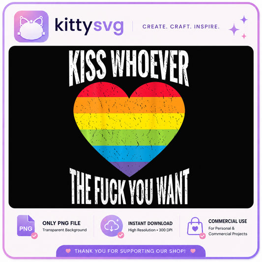 Kiss Whoever You Want LGBT Pride PNG, Rainbow Heart PNG, Pride Month PNG