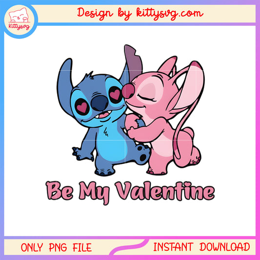 Kiss love couple valentine png, stitch valentines day​​ png