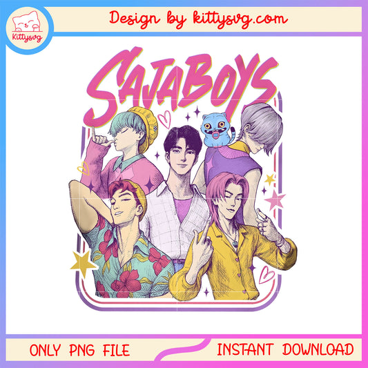 Kpop band saja boys members design png, the saja boys names png
