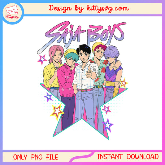 Kpop cartoon saja  boys design png, saja boys boy band png