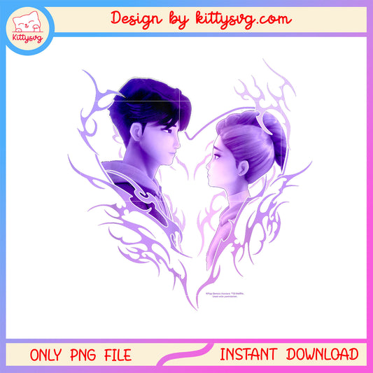 Kpop couple jinu and rumi design png, anime couple png