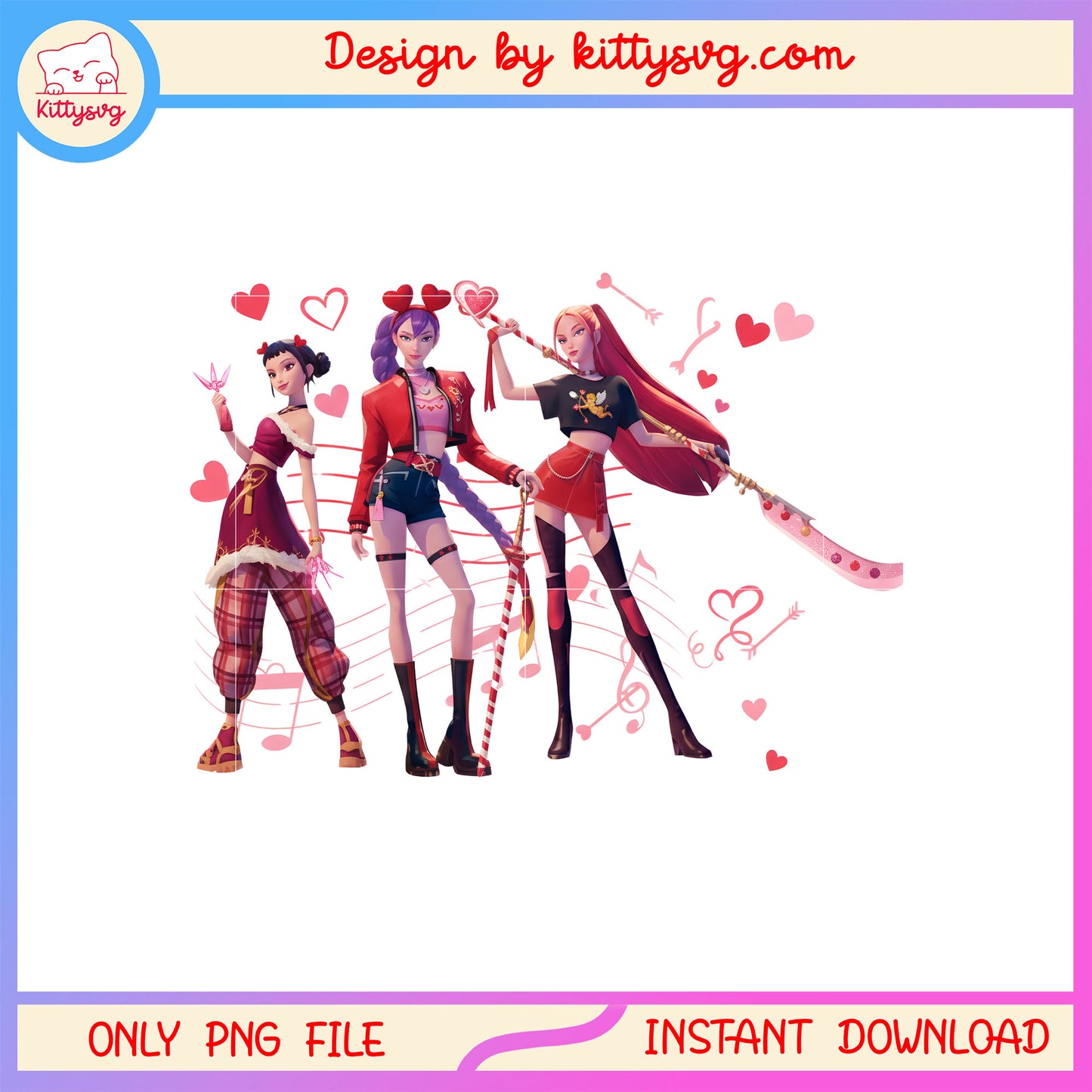 Kpop demon hunter and music valentine png,  kpop demon hunters png