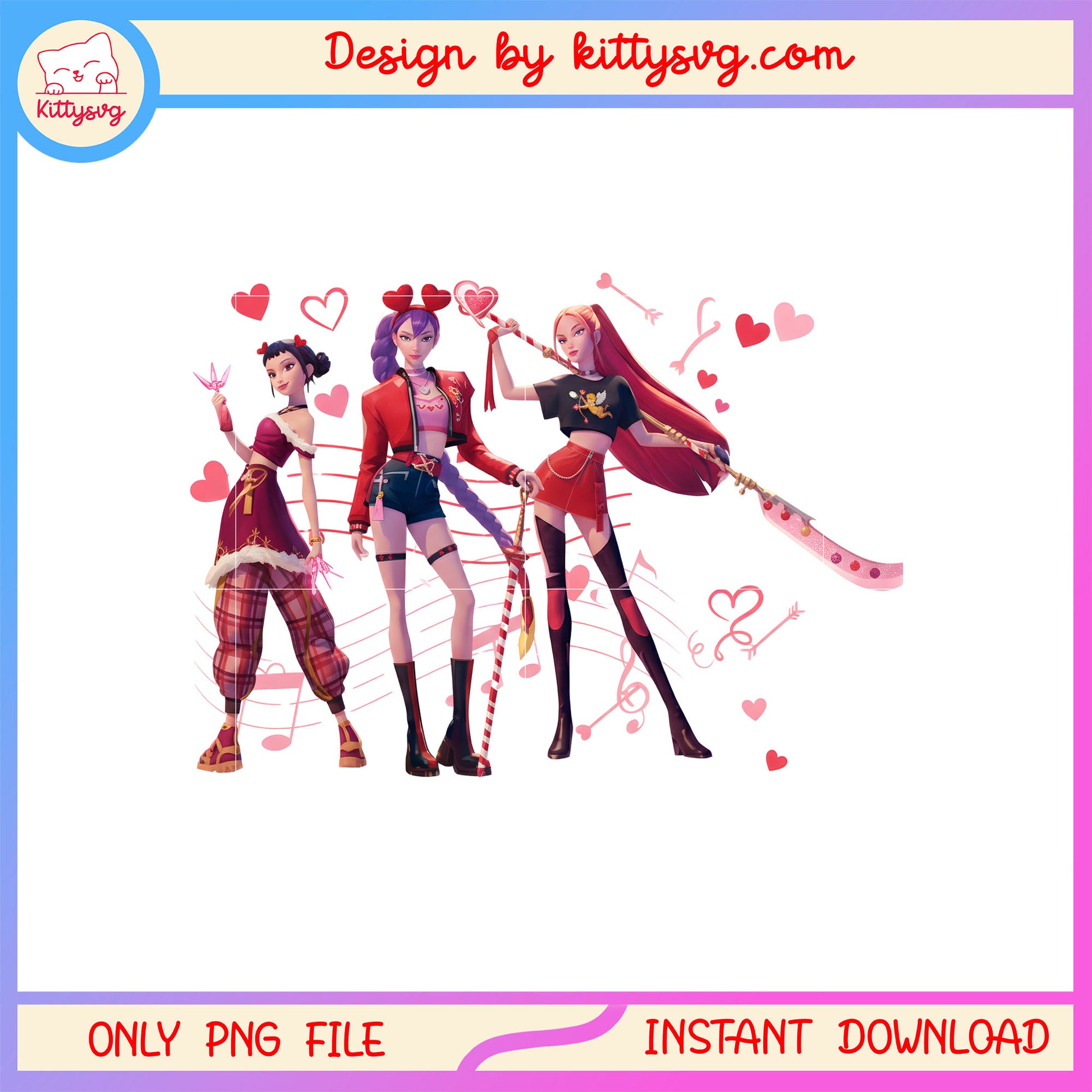 Kpop demon hunter and music valentine png,  kpop demon hunters png