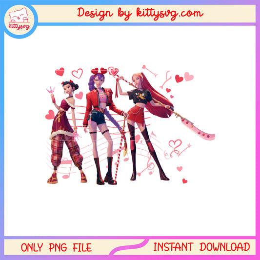 Kpop demon hunter and music valentine png,  kpop demon hunters png