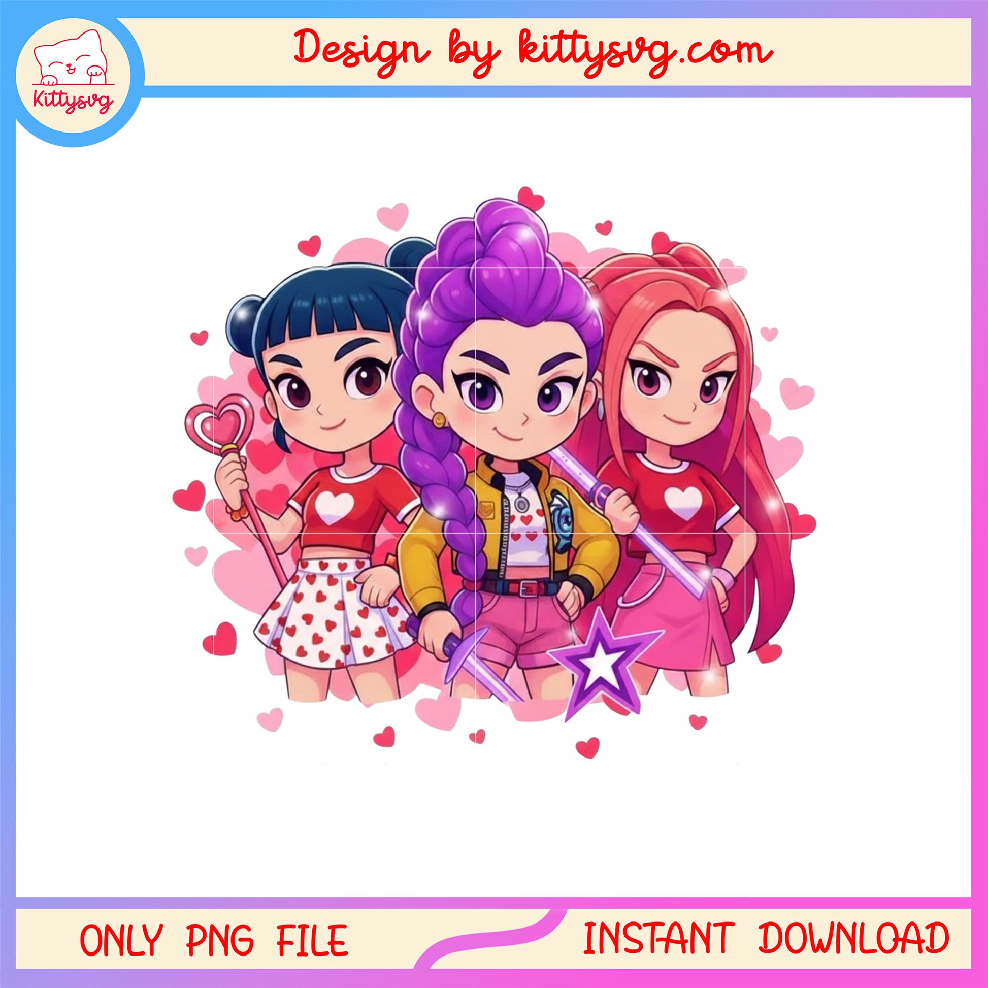Kpop demon hunter chibi cute valentine png,  kpop demon hunters png