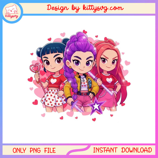 Kpop demon hunter chibi cute valentine png,  kpop demon hunters png