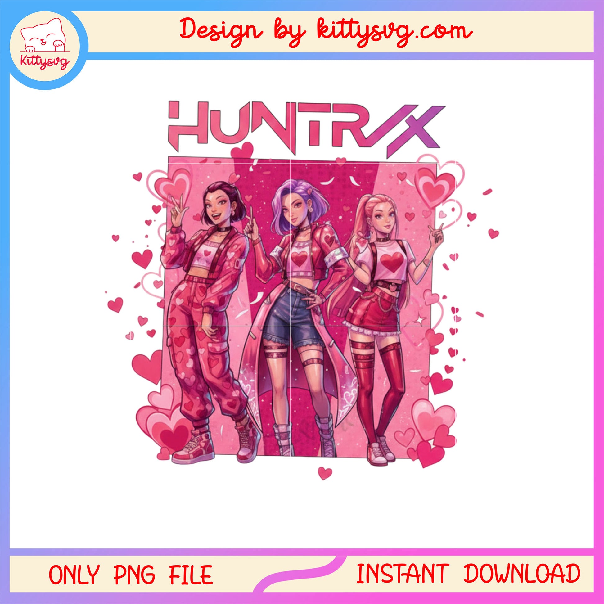 Kpop demon hunter lovely pink valentine png,  kpop demon hunters png