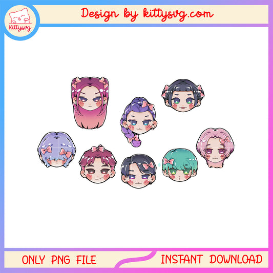 Kpop demon hunters cast head png, kpop deco sticker png