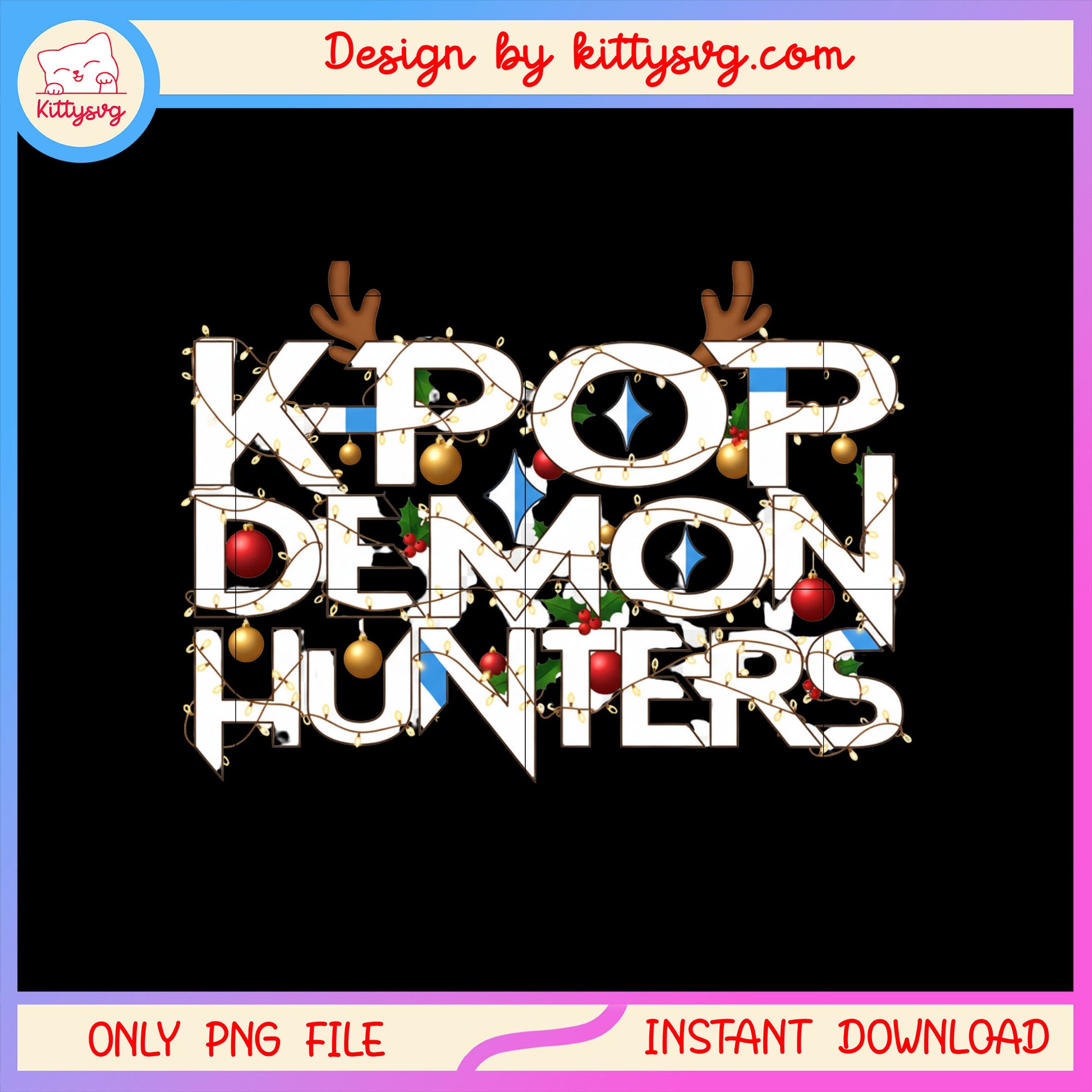 Kpop demon hunters christmas decor png, merry christmas png 