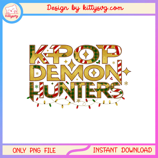 Kpop demon hunters christmas font design png, kpop hunter png