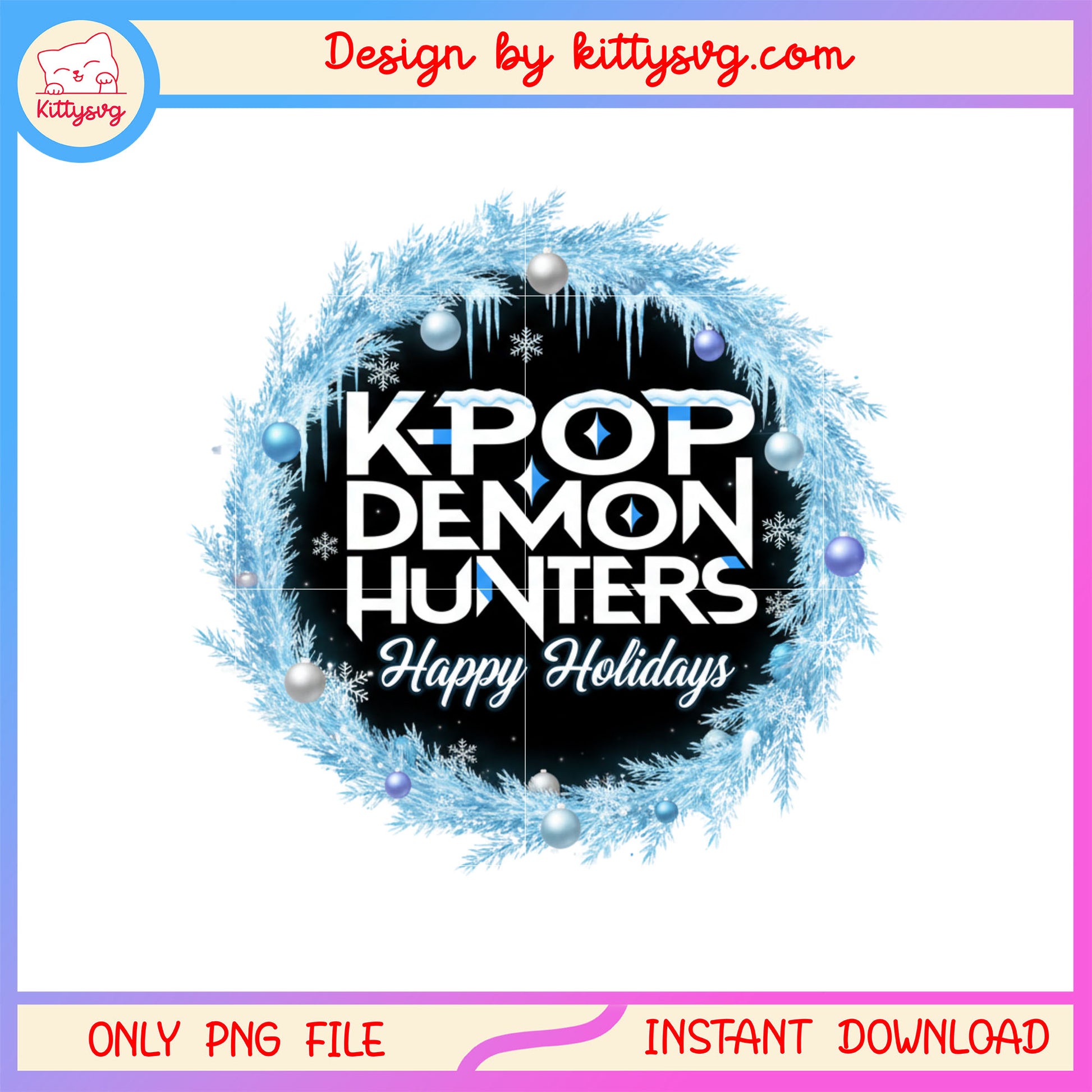 Kpop demon hunters happy holiday design png, kpop christmas png 