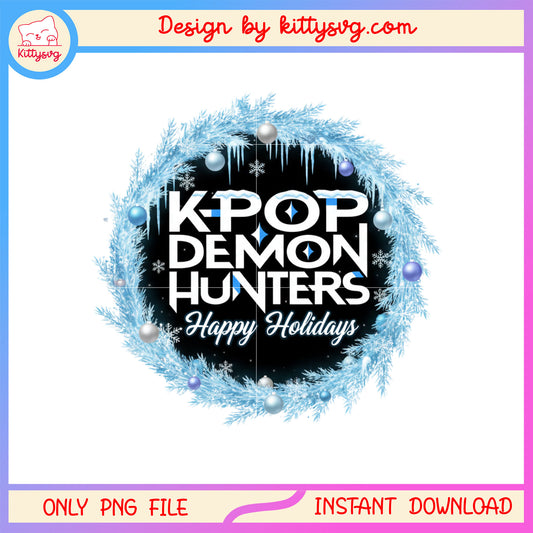 Kpop demon hunters happy holiday design png, kpop christmas png 