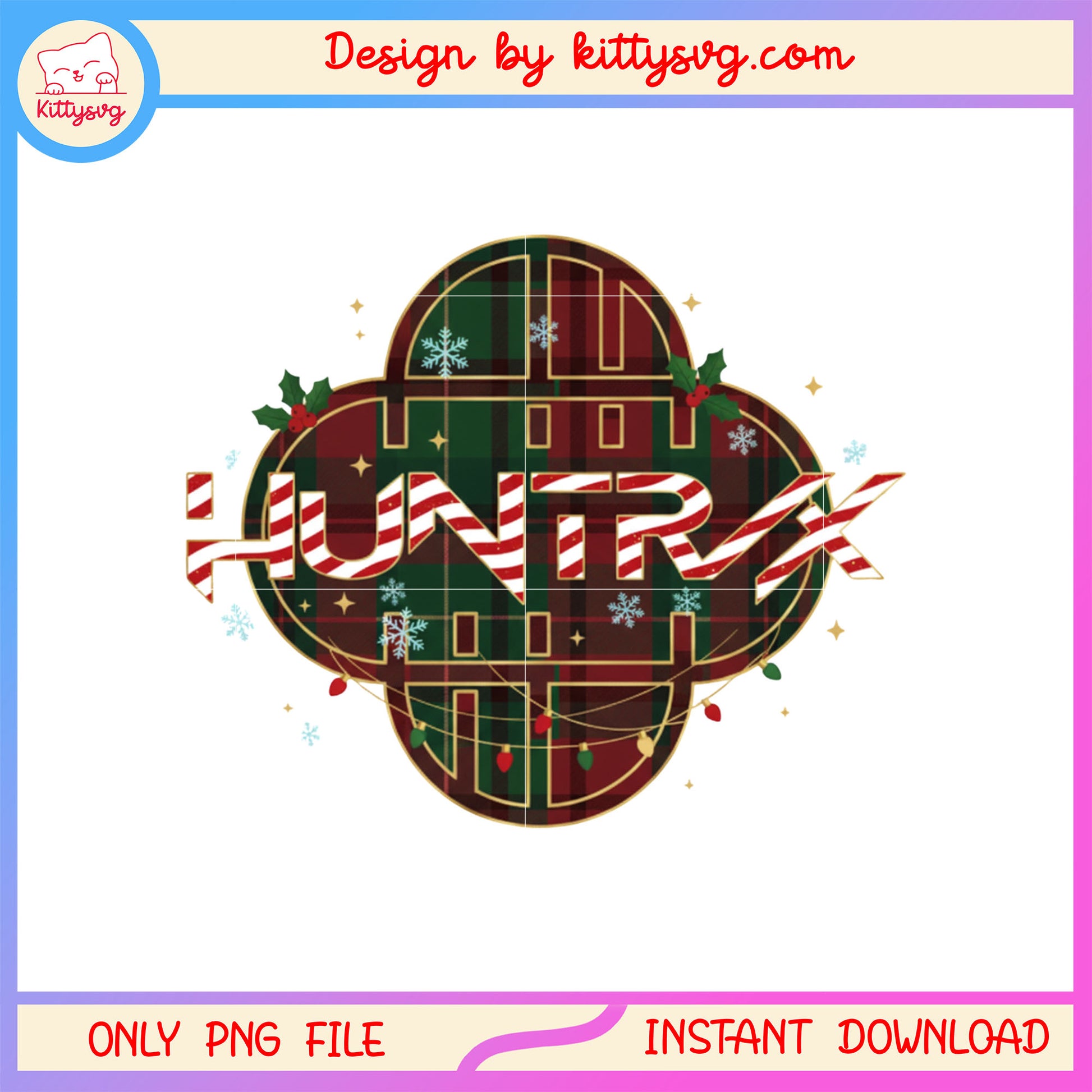 Kpop demon hunters huntrix christmas logo png, kpop in movies png