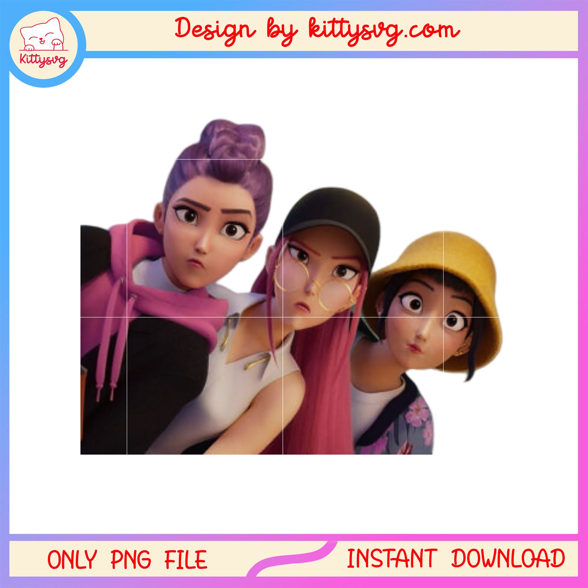 Kpop demon hunters huntrix members png, kpop idols png