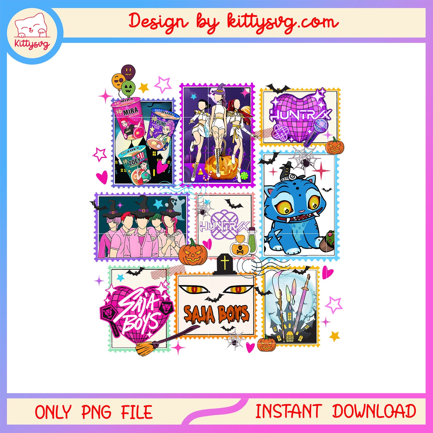 Kpop demon hunters huntrix stamp png, the huntrix png