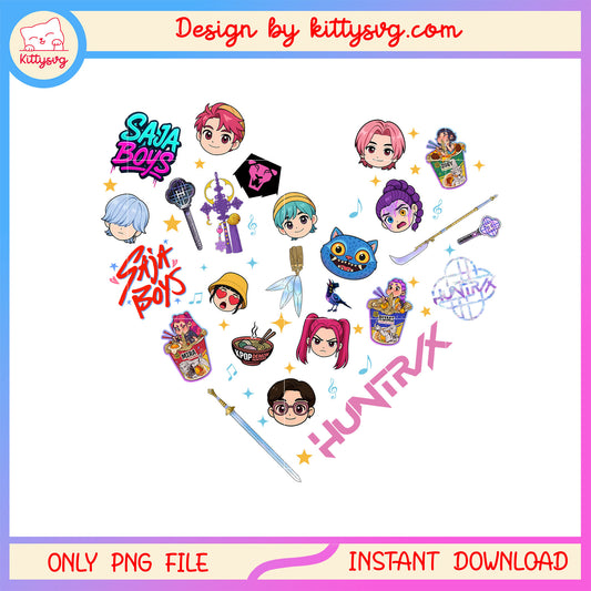 Kpop demon hunters pin heart design png, netflix movie png