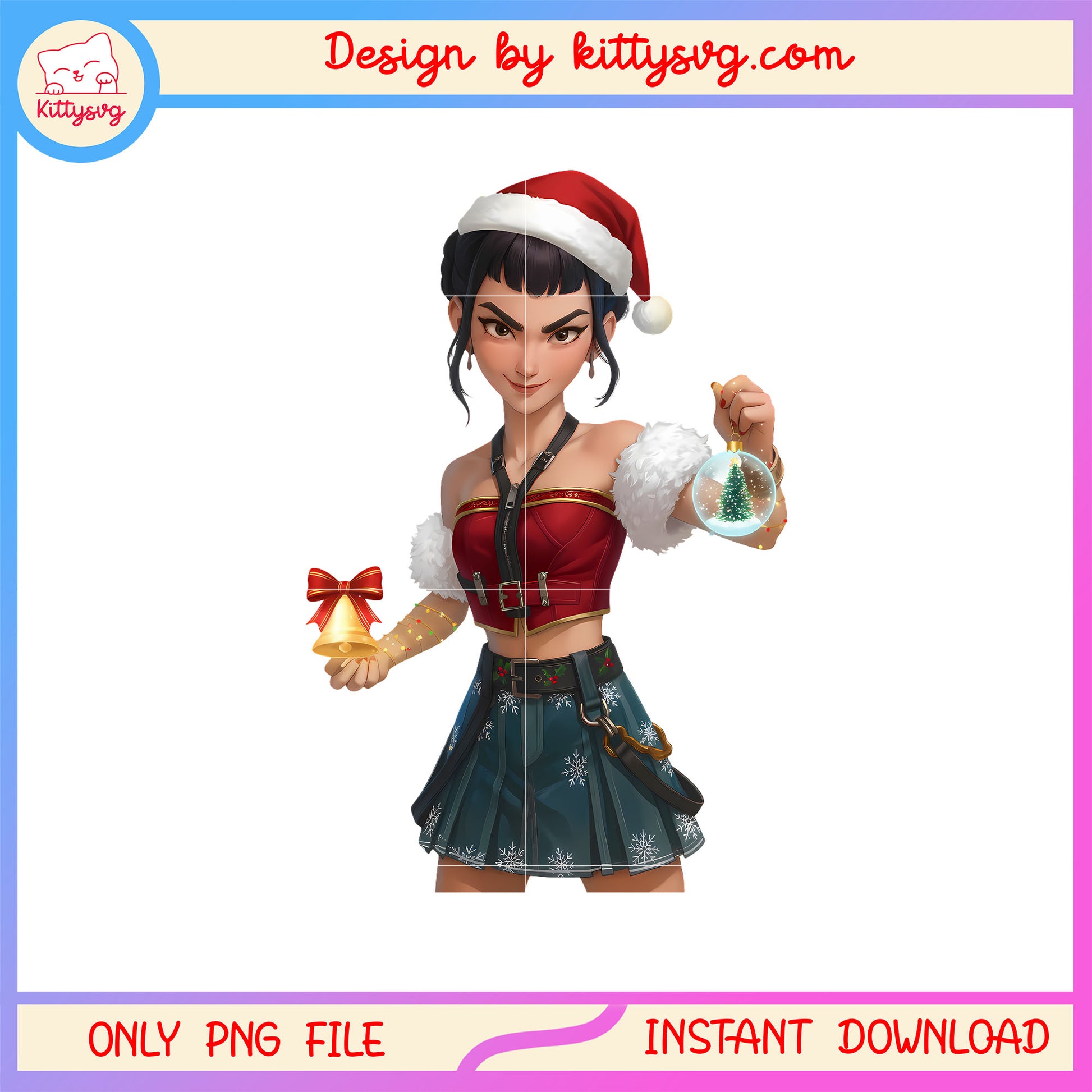 Kpop demon hunters zoey christmas pose png, huntrix zoey png