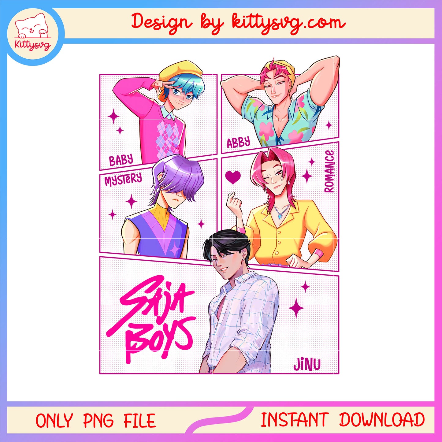 Kpop demon saja boys band design png, kpop demon hunters cast saja boys png