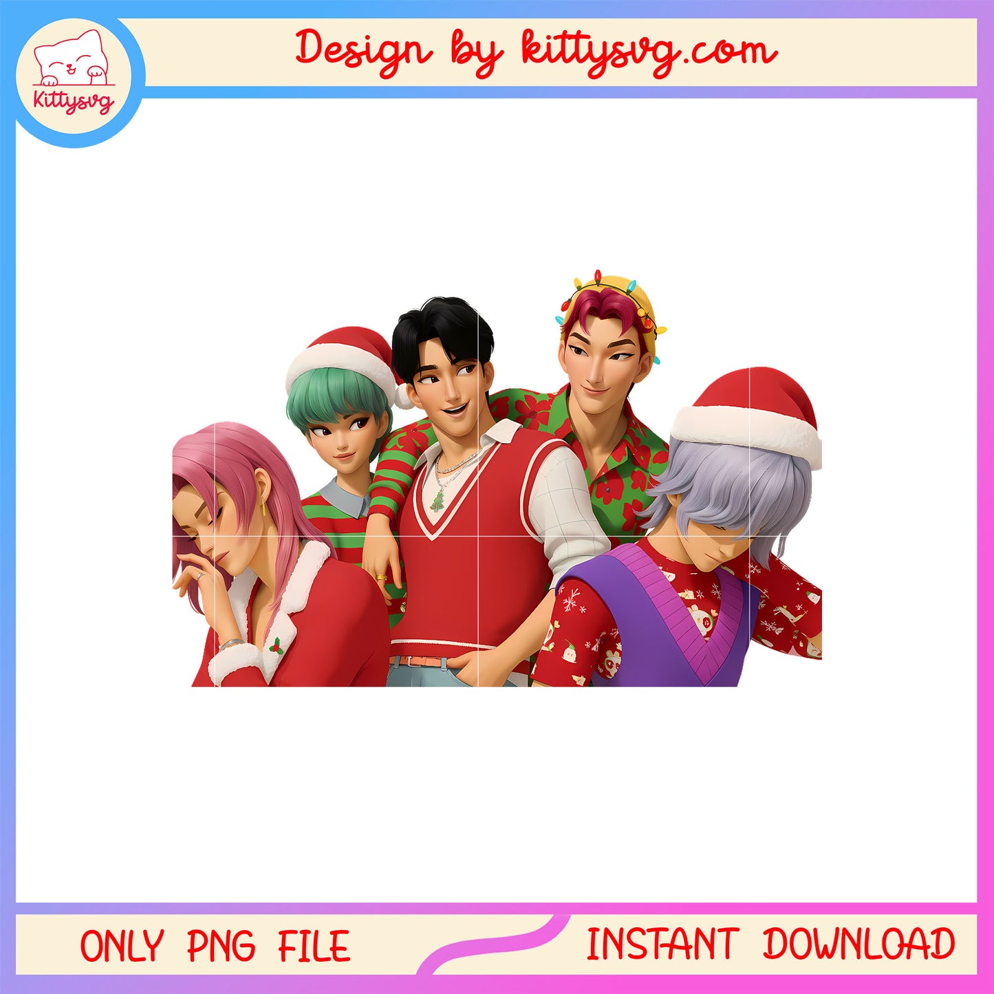 Kpop demon saja boys christmas graphic png, love saja png