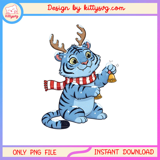 Kpop derpy tiger reindeer christmas png, christmas bells png