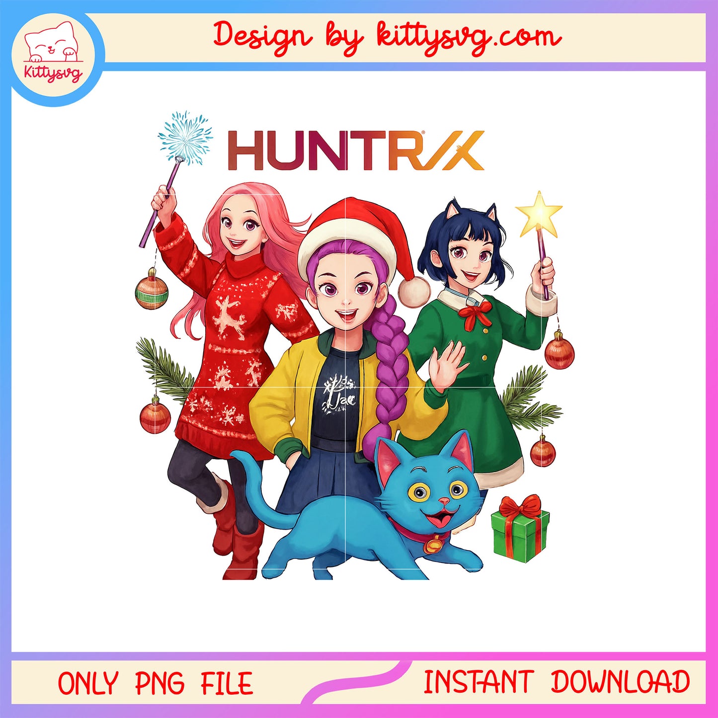 Kpop hunters huntrix tiger happy christmas png, christmas png