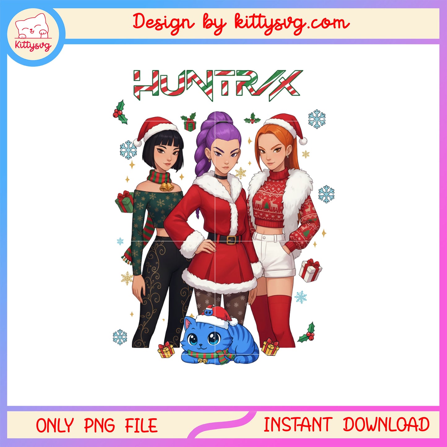 Kpop hunters huntrix tiger merry christmas png, huntrix fanart png 