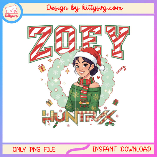 Kpop hunters huntrix zoey merry christmas art png, huntrix zoey png 