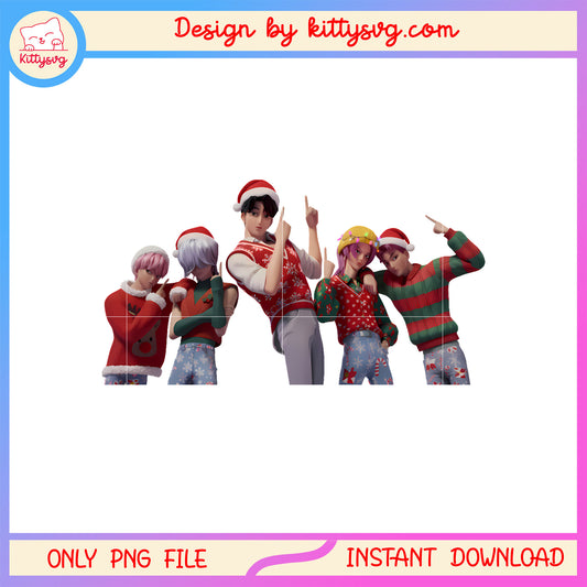 Kpop hunters saja boys christmas posing png, saja boys fan png
