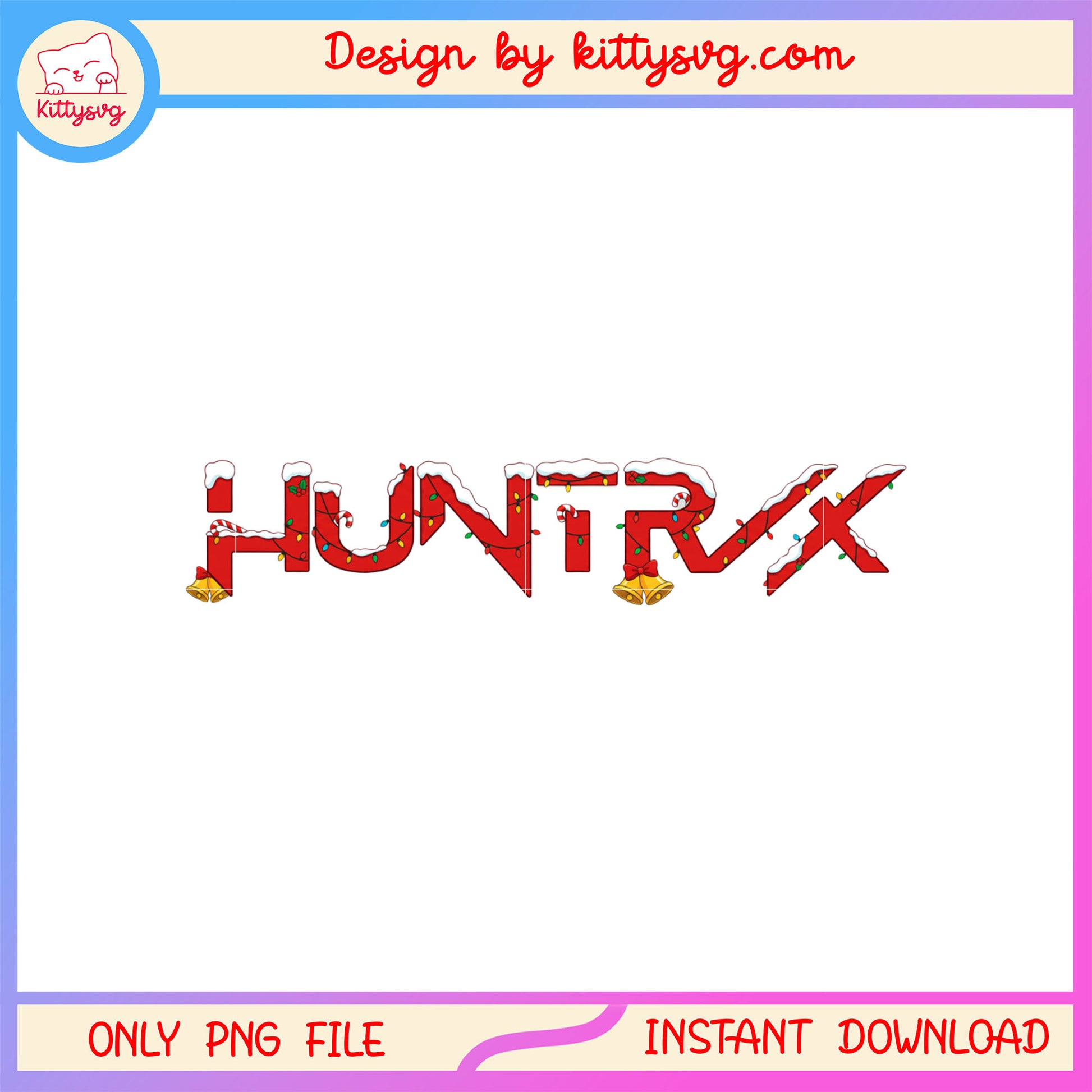 Kpop huntrix christmas font design png, kpop demon movie png