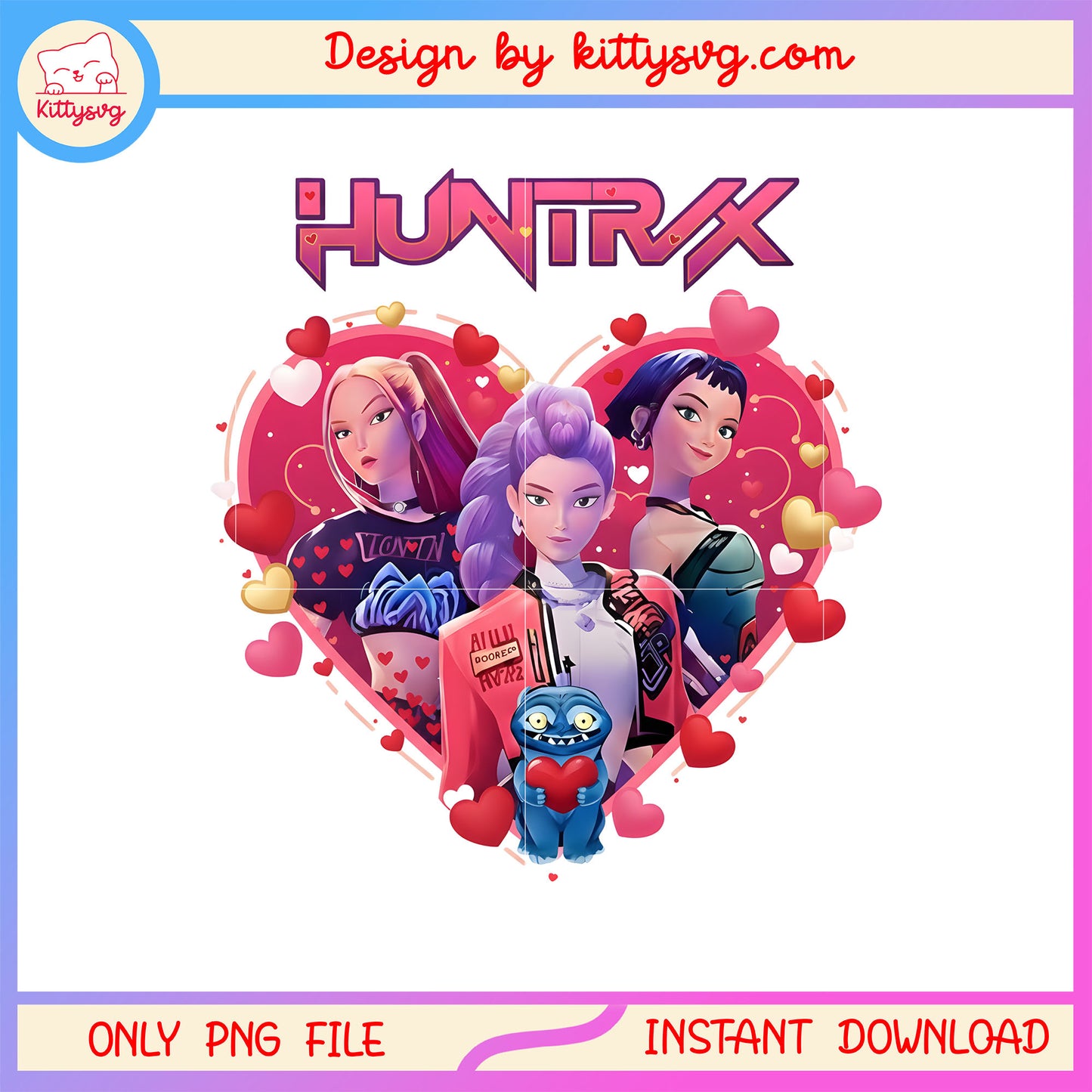 Kpop huntrix fiery red heart valentine  png,  kpop demon hunters png