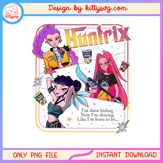 Kpop huntrix halloween i'm done hiding quote png, kpop demon hunters group png