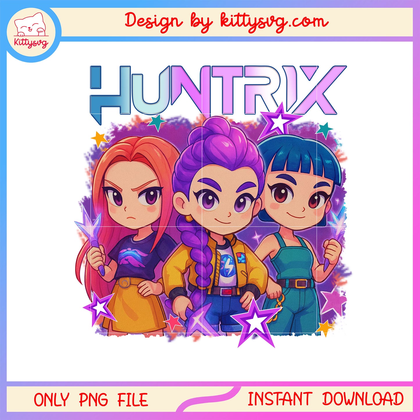 Kpop idols huntrix chibi png, kpop demon hunters movie png