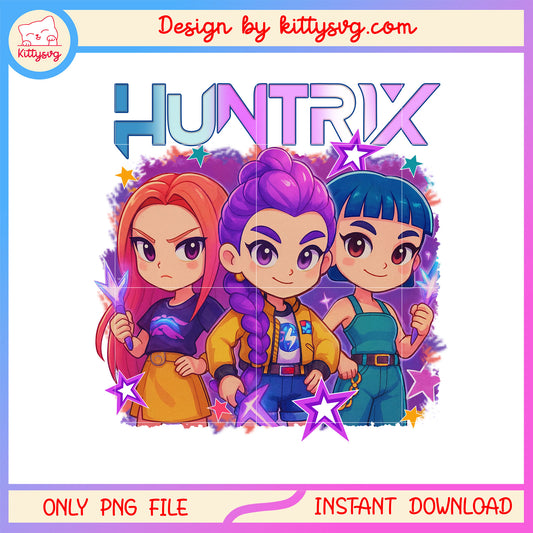 Kpop idols huntrix chibi png, kpop demon hunters movie png