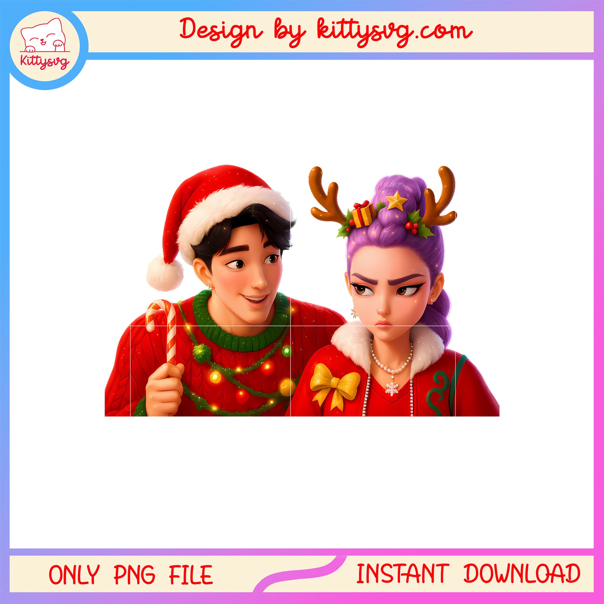 Kpop jinu and rumi couple christmas design png, rumi and jinu png