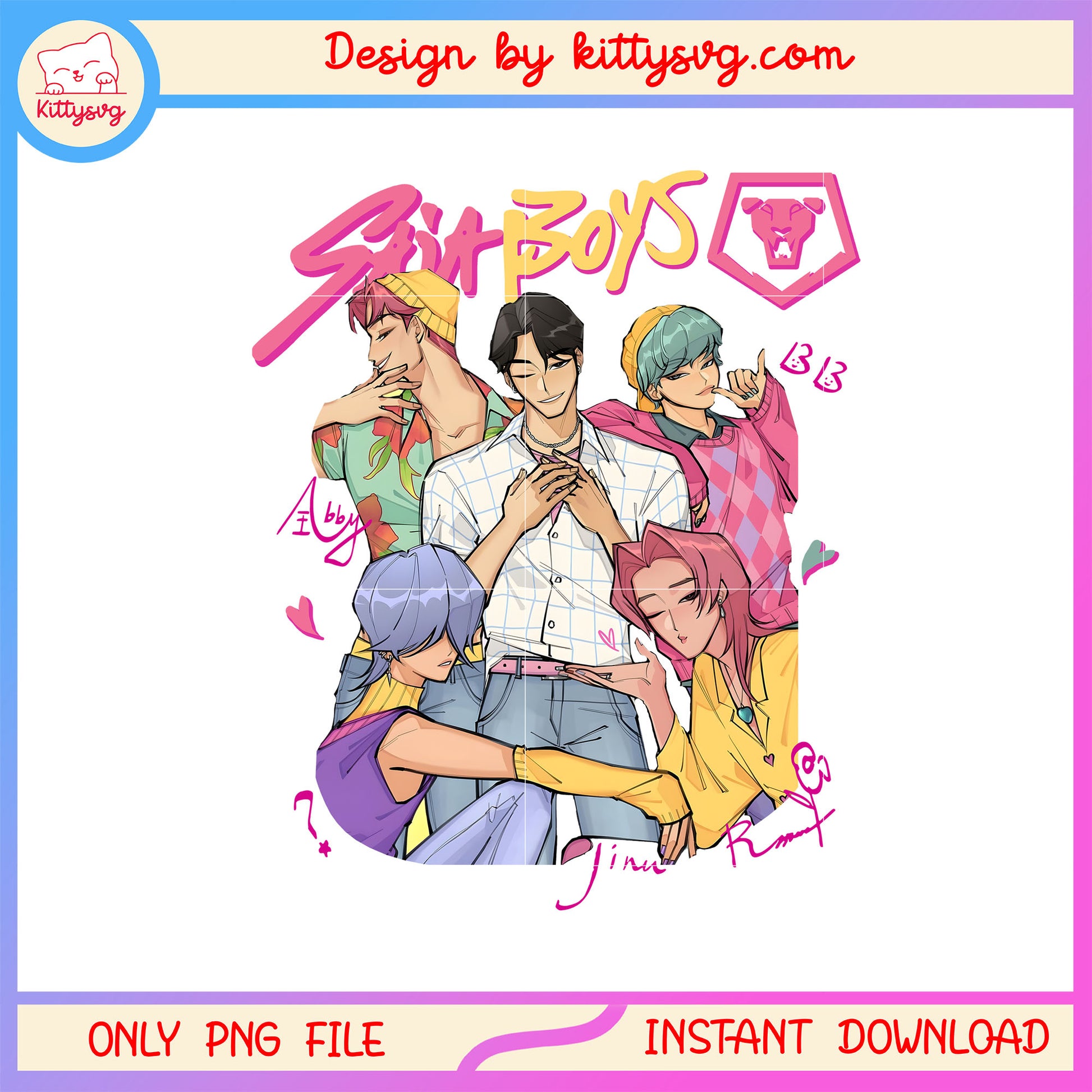 Kpop saja boys group design png, kpop demon demon hunters png