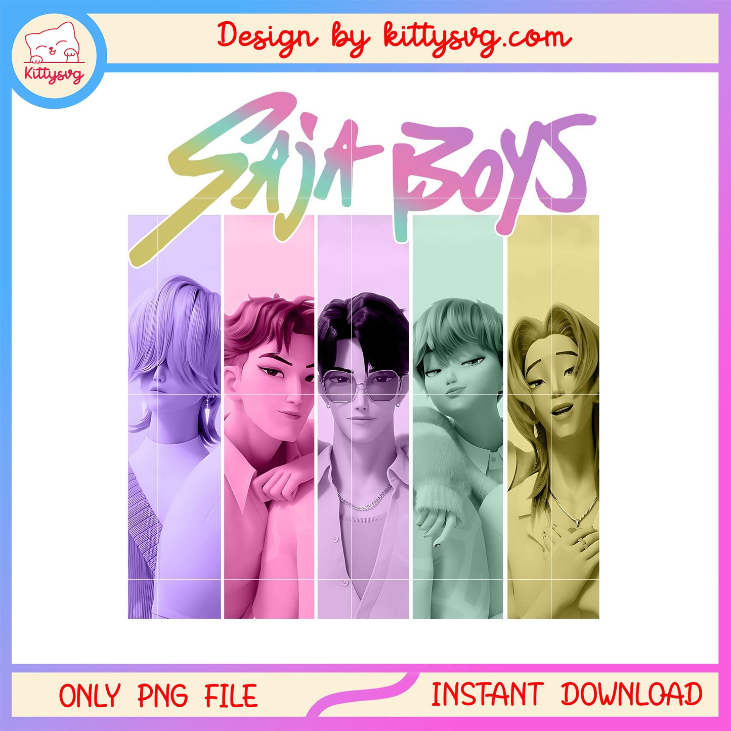 Kpop saja boys members design png, kpop demon hunters characters saja boys png