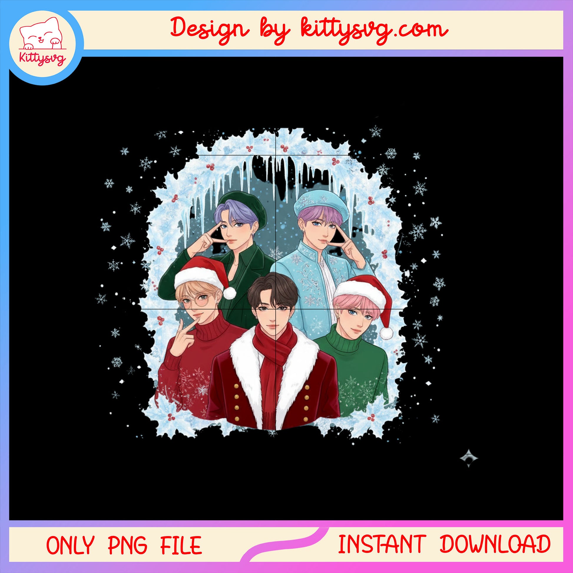 Kpop saja boys winter christmas design png, saja band png